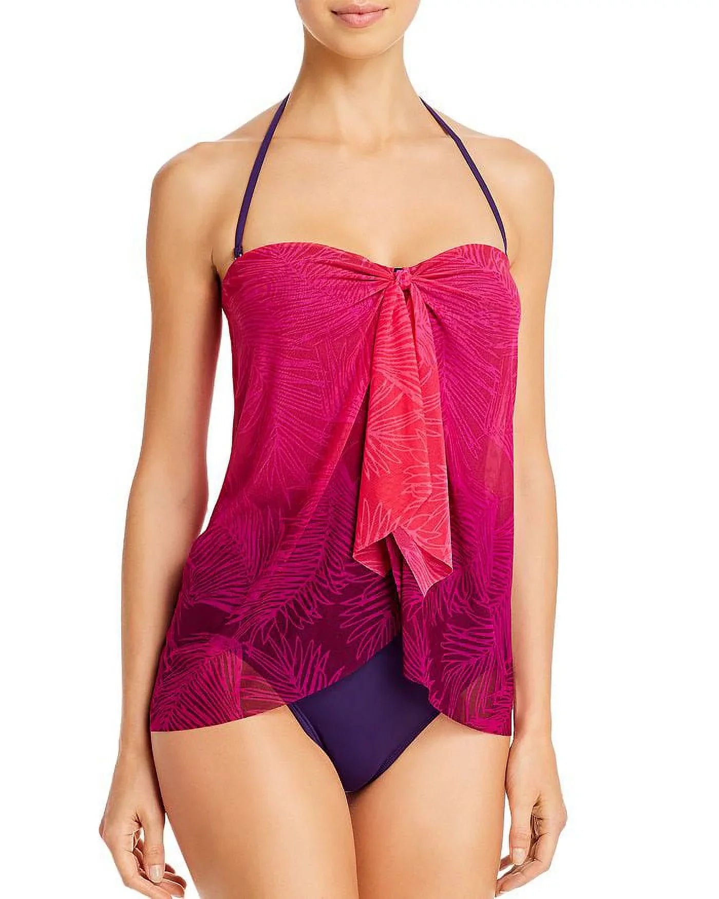 Lauren Ralph Lauren PINK Ombre Palm Flyaway Sizetrapless One Piece Sizewimsuit, USize 8