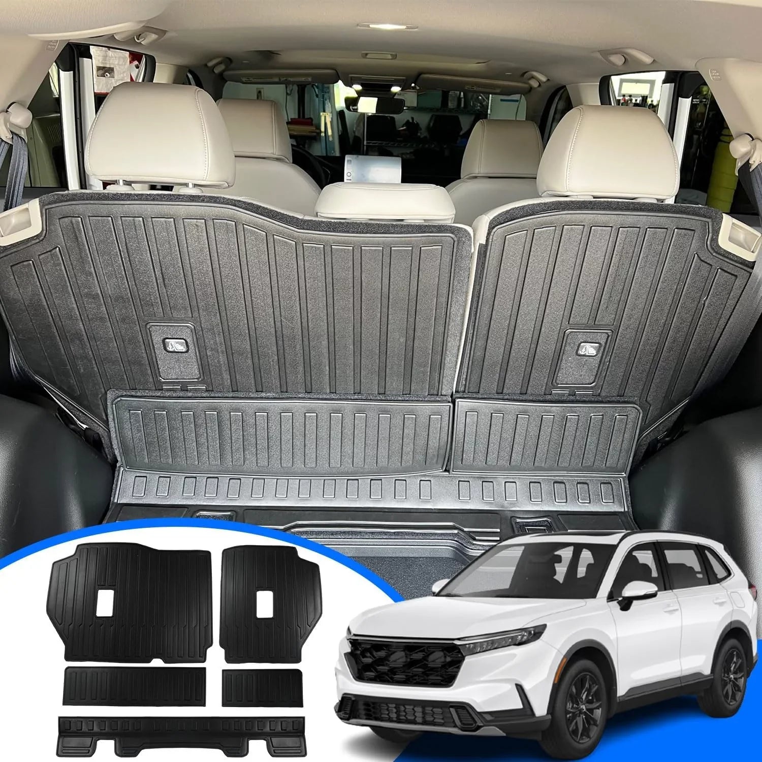 Sizeeat Back Protector fit Honda CR-V 2023-2024 Backrest Protector for Honda CR-V 2023 2024 Sizeuv Accessory Black Rear Trunk Backrest Mat