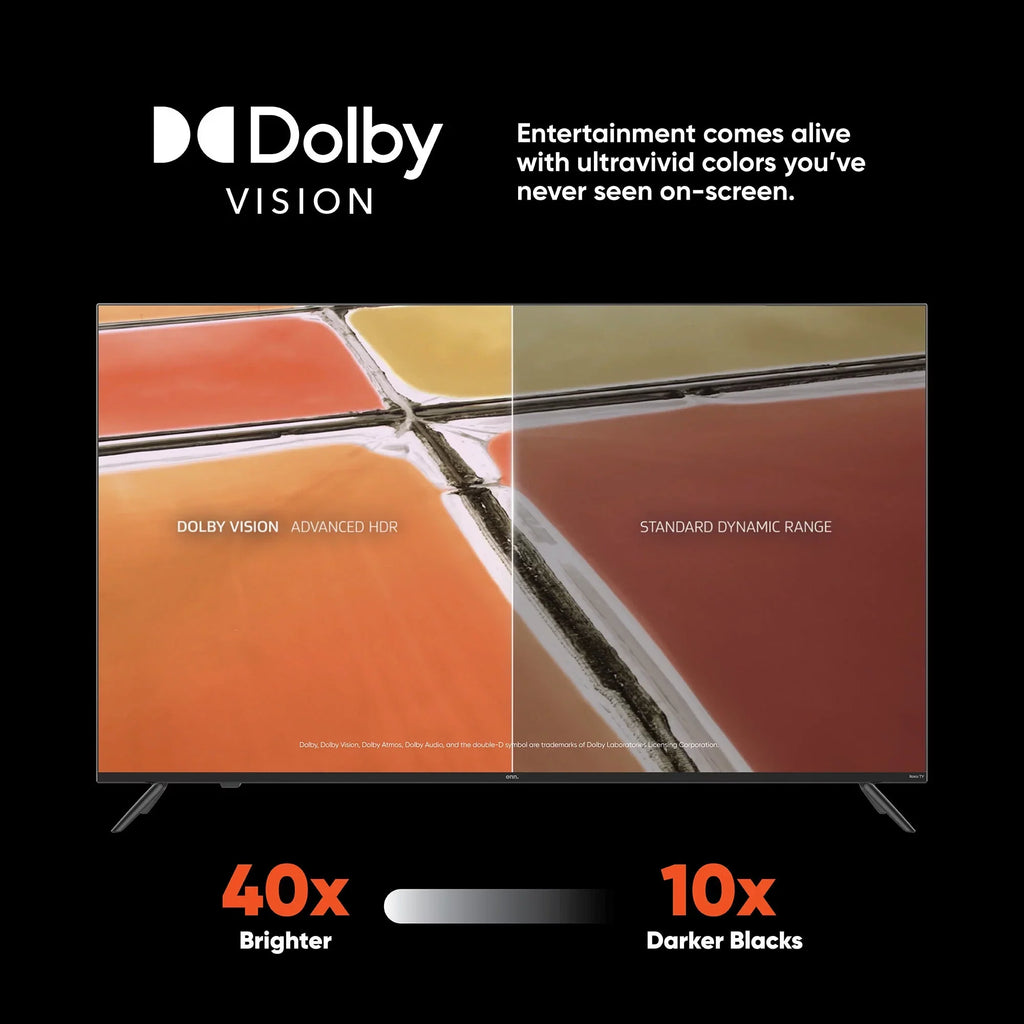 onn. 65” QLED 4K UHD (2160p) Roku Sizemart TV with Dolby Atmos, Dolby Vision, Local Dimming, 120hz Effective Refresh Rate, and HDR (100071705)