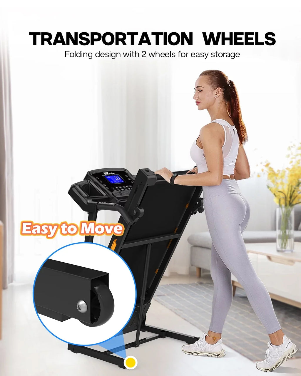 FYC Folding Treadmill for Home with Incline / Bluetooth, 3.5HP 330lb Weight Capacity Portable Electric Treadmill for Home Gym Exercise Running Walking Easy Assembly Orange