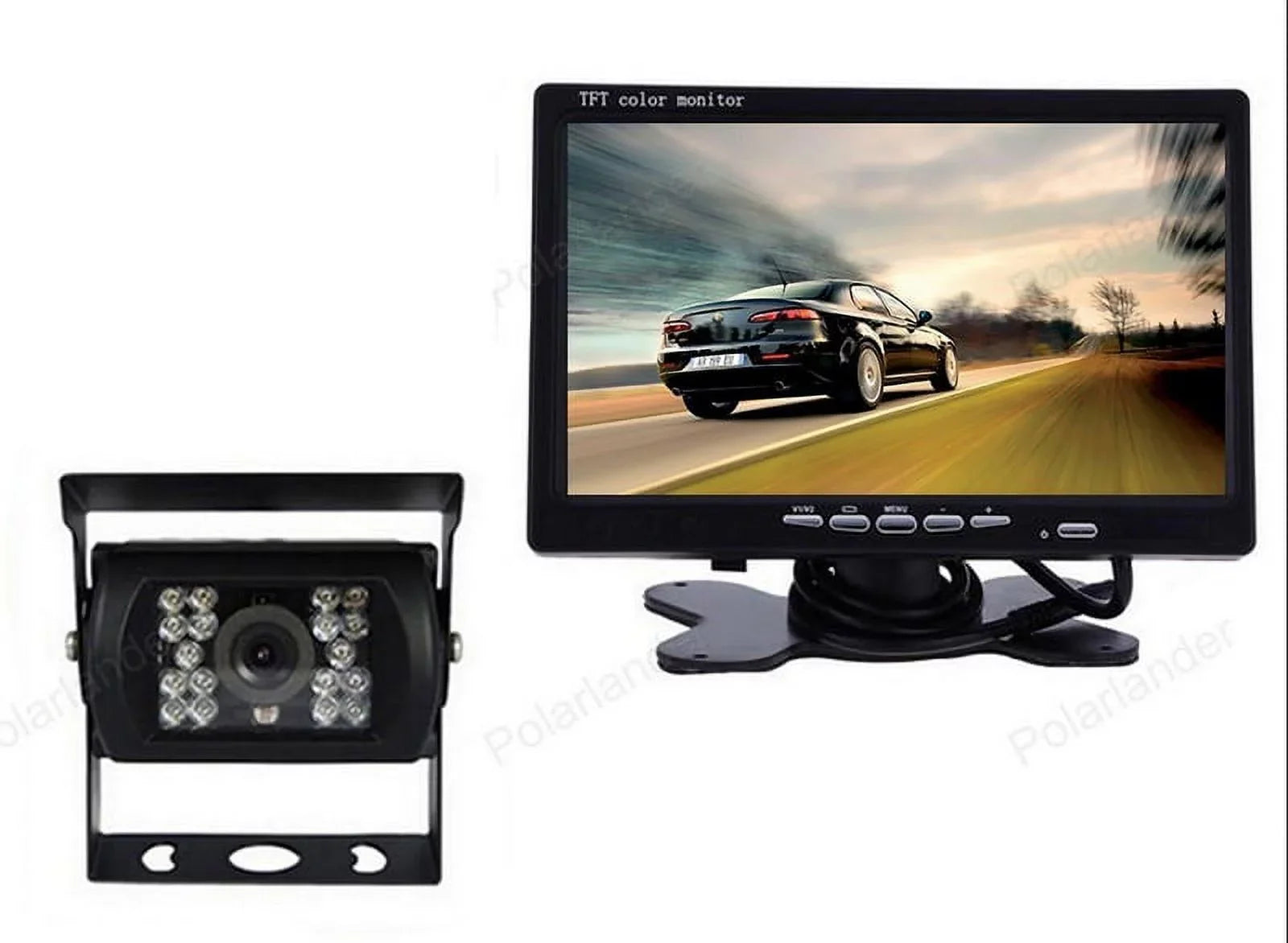 12V/24V parking system 7inch TFT LCD Car Monitor IR with 18 LED camera for Bus RV Car Van Truck reverse Night Vision+32 feet cable