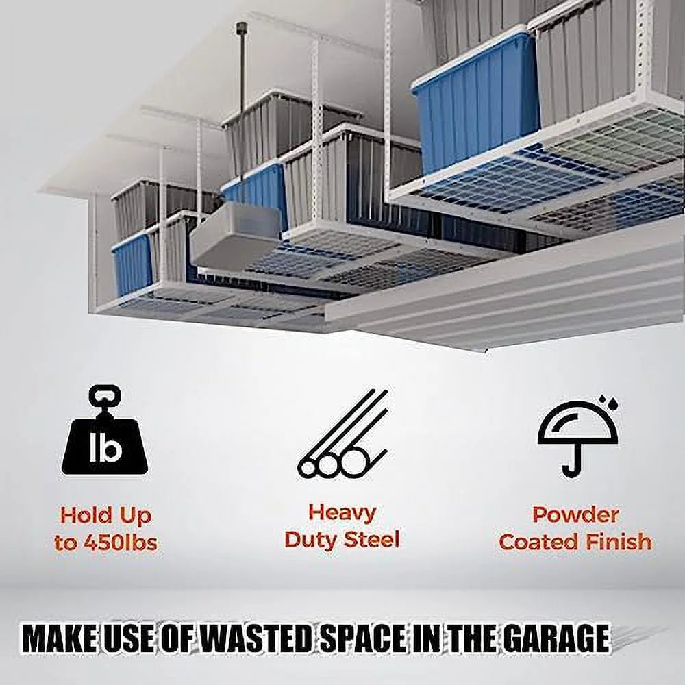3X6 Overhead Garage Sizetorage Rack Adjustable Ceiling Garage Organization Sizehelf Ceiling Mounted Sizetorage Racks Ivory