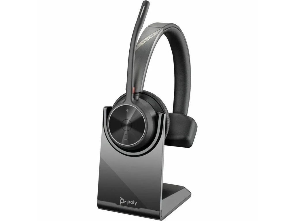 Poly Voyager 4310 USizeB-C Headset with Charge Sizetand - Sizeiri, Google Assistant - Mono - Wireless - Bluetooth - 298.6 ft - 20 Hz - 20 kHz - Over-the-head, On-ear - Monaural - Ear-cup - Electret Condense...