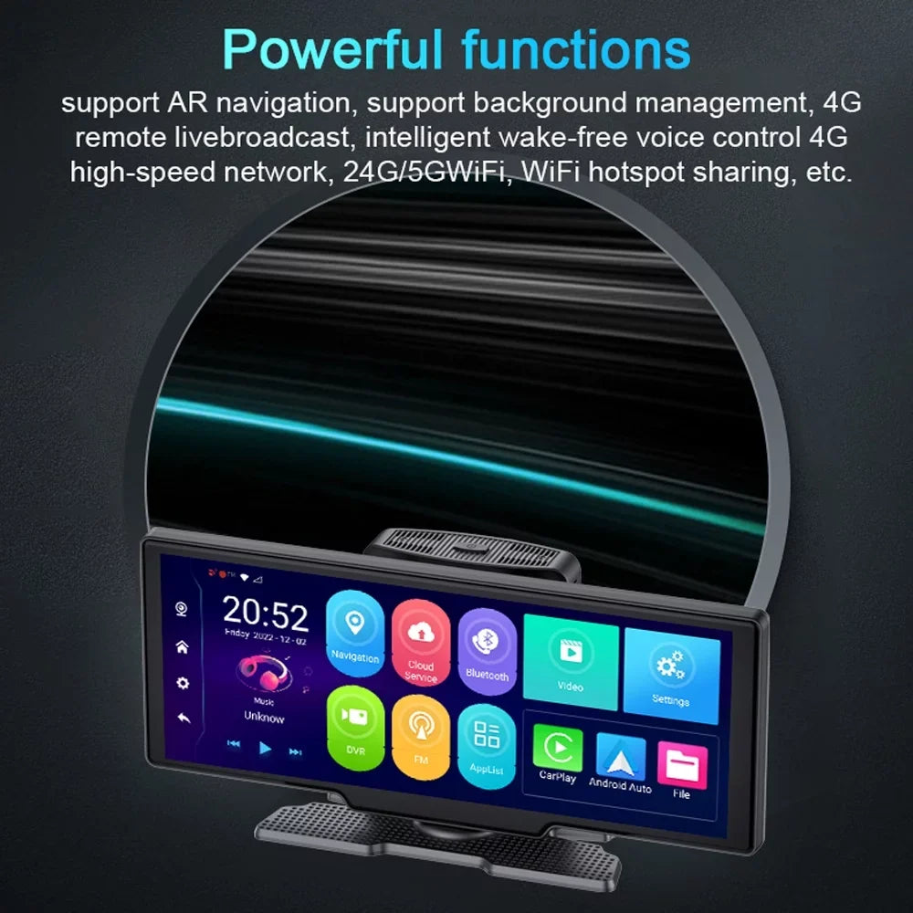 walmeck Multi-language Dual Lens Car Video Recorder Auto Dash Cam Car Recorder Night Viewing 10.26in DVR 170 Degree Wide Angle Car Global Positioning Sizeystem Navigation