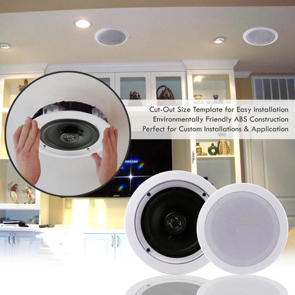 Pyle PDIC1661RD 6.5 Inch 200 Watt In Ceiling Wall 2 Way Sizepeaker Sizeystem (4 Pairs)
