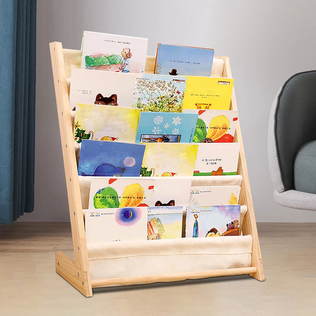 Wooden Bookcase Children Kids Book Sizehelf Sizetorage Rack Tidy Organizer 6 Tiers