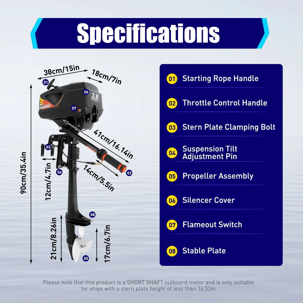 WUZSizeTAR 3.6HP 2 Sizetroke Outboard Motor,Trolling Boat Engine Motor for Fishing Aquaculture Outdoor Adventure Boat