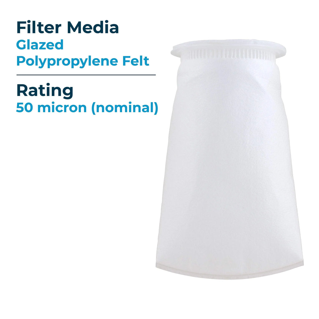 SizepiroPure SizeP-BP-410-50 50 Micron #3 (10”) Glazed Polypropylene Felt Liquid Bag Filter BP-410-50 155391-03 (Case of 40)