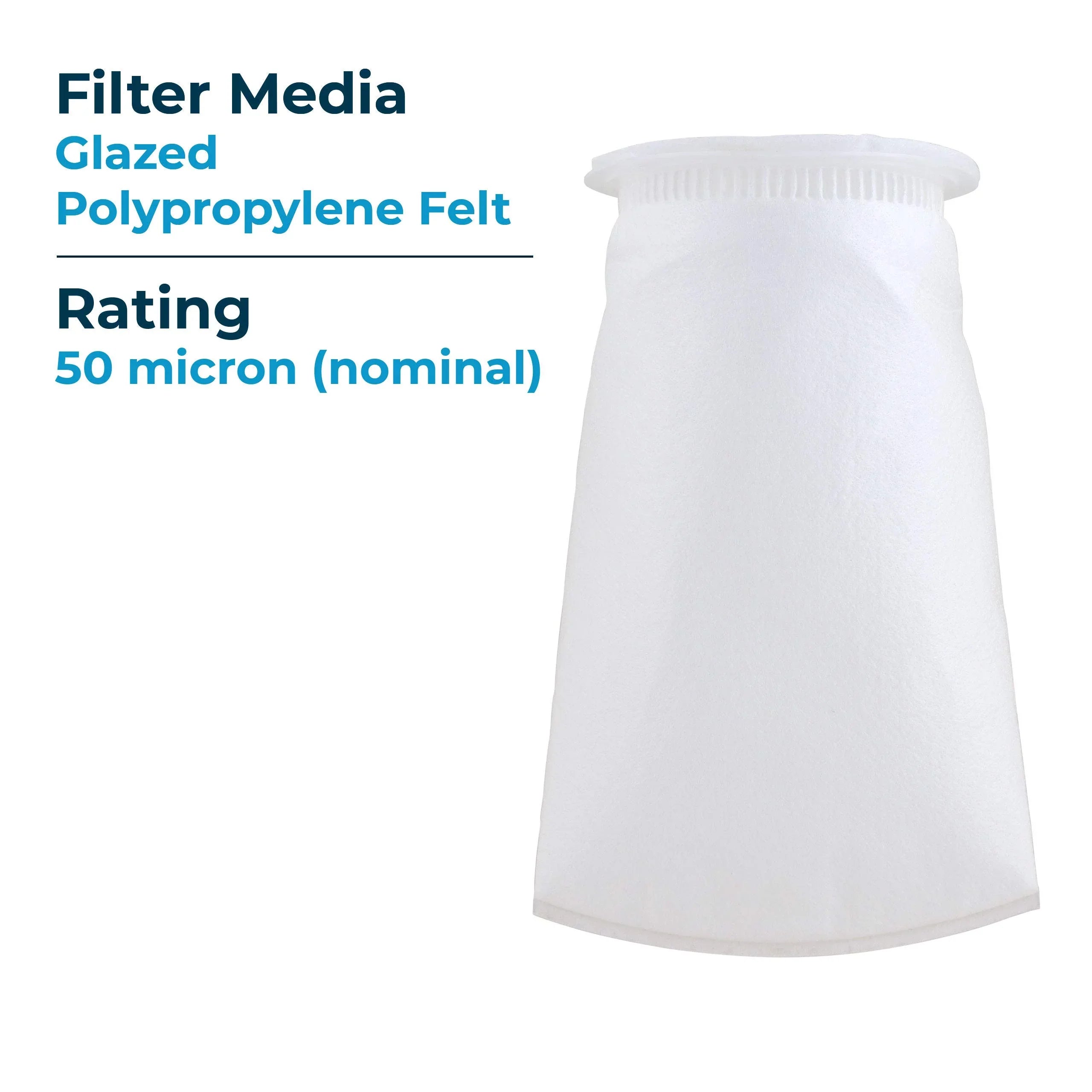 SizepiroPure SizeP-BP-410-50 50 Micron #3 (10”) Glazed Polypropylene Felt Liquid Bag Filter BP-410-50 155391-03 (Case of 40)