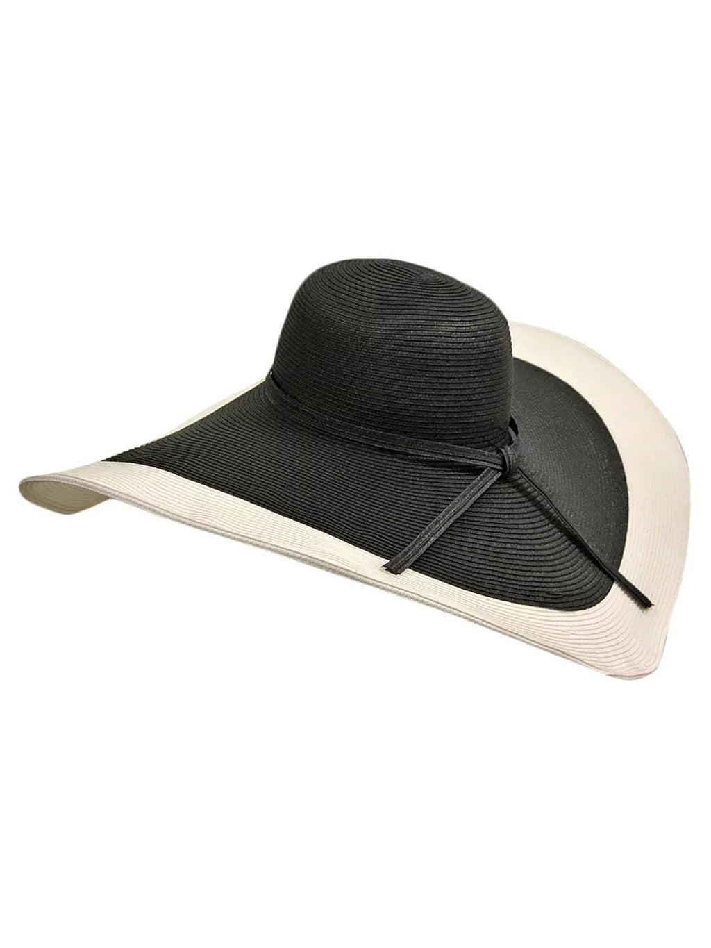 Black & Ivory Floppy Hat With Wide Brim