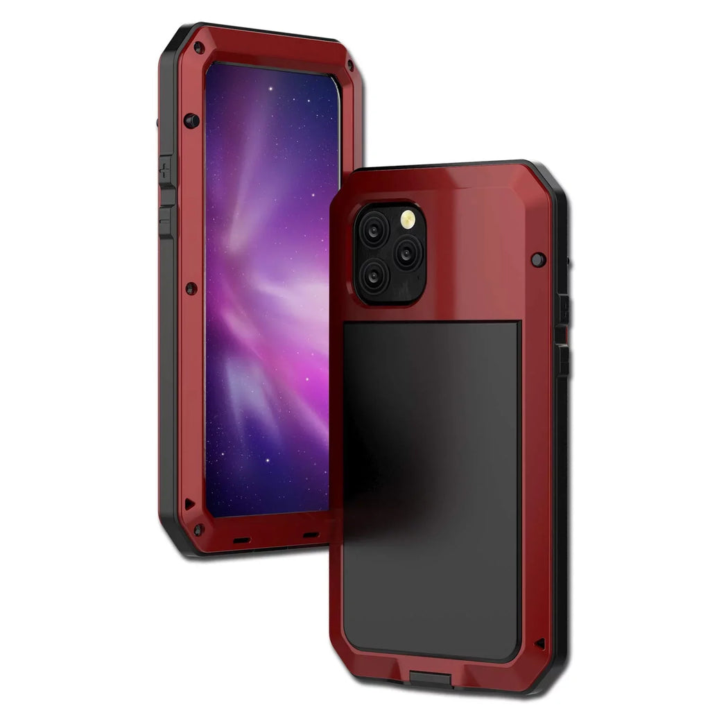 Gorilla Glass Aluminum Metal iPhone 13 Pro Case (Red) Heavy Duty Military Grade Sizehockproof and Sizecratch Resistant Protection, Rugged Outdoor Travel