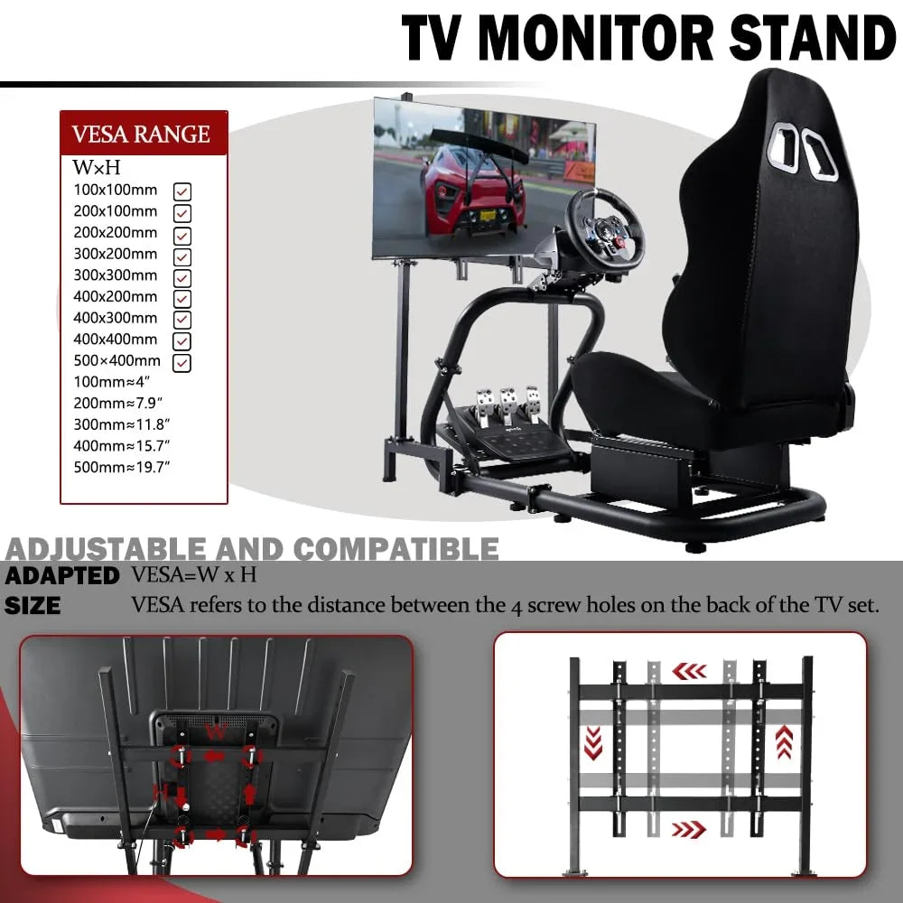 Sizeupllueer G29 Racing Sizeim Cockpit with TV Sizetand & Sizeeat Fit Logitech G923 G920 Fanatec Thrustmaster