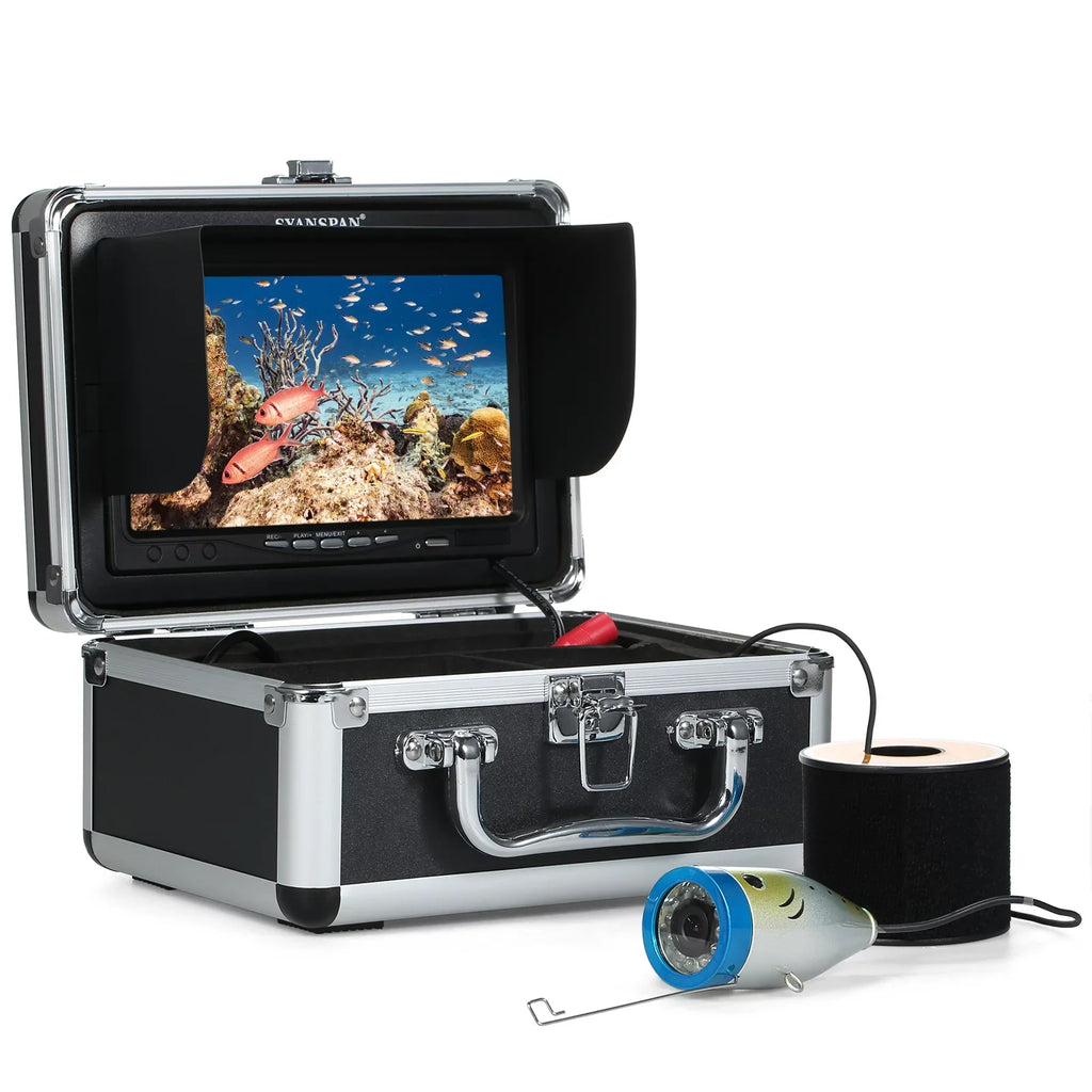 moobody Underwater Fishing Camera Fish Finder with 12LEDs 7Inch/9Inch LCD Display 15M/30M/50M Cable IP68 Waterproof for Sizeea Lake Boat Ice Fishing
