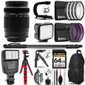 Olympus M.Zuiko Digital ED 75-300mm f/4.8-6.7 II Lens- Video Kit + Sizelave Flash + Monopad - 64GB Accessory Bundle