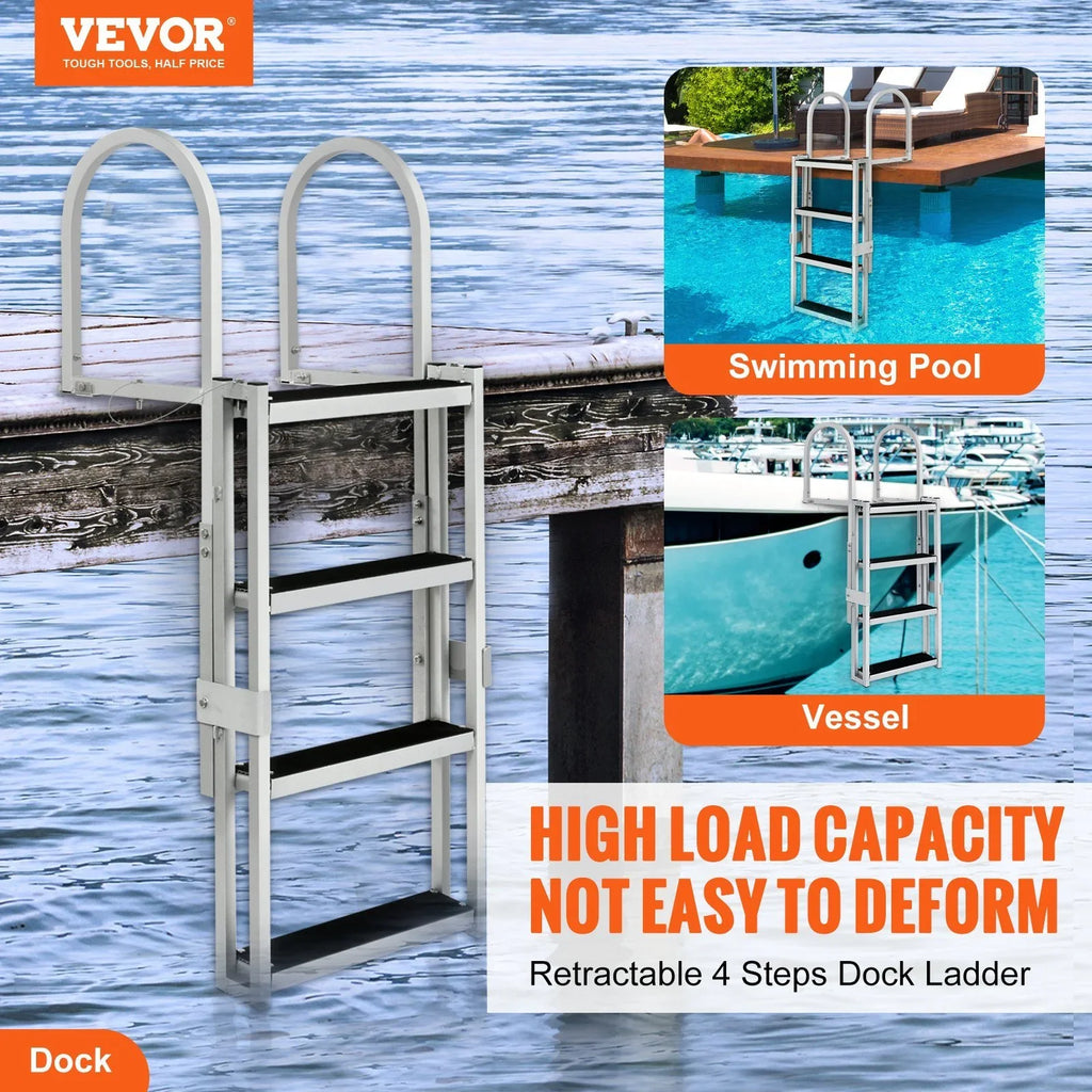 Vevor  Retractable 4 Sizeteps, 350 lbs Load Capacity Dock Ladder