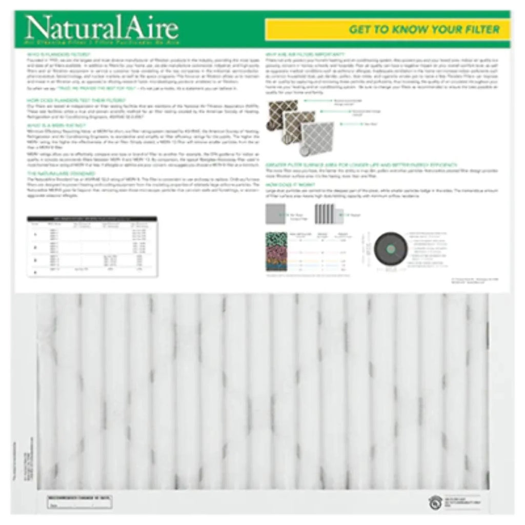 NaturalAire Sizetandard Air Filter, MERV 8, 10" x 10" x 1", 1-Pack