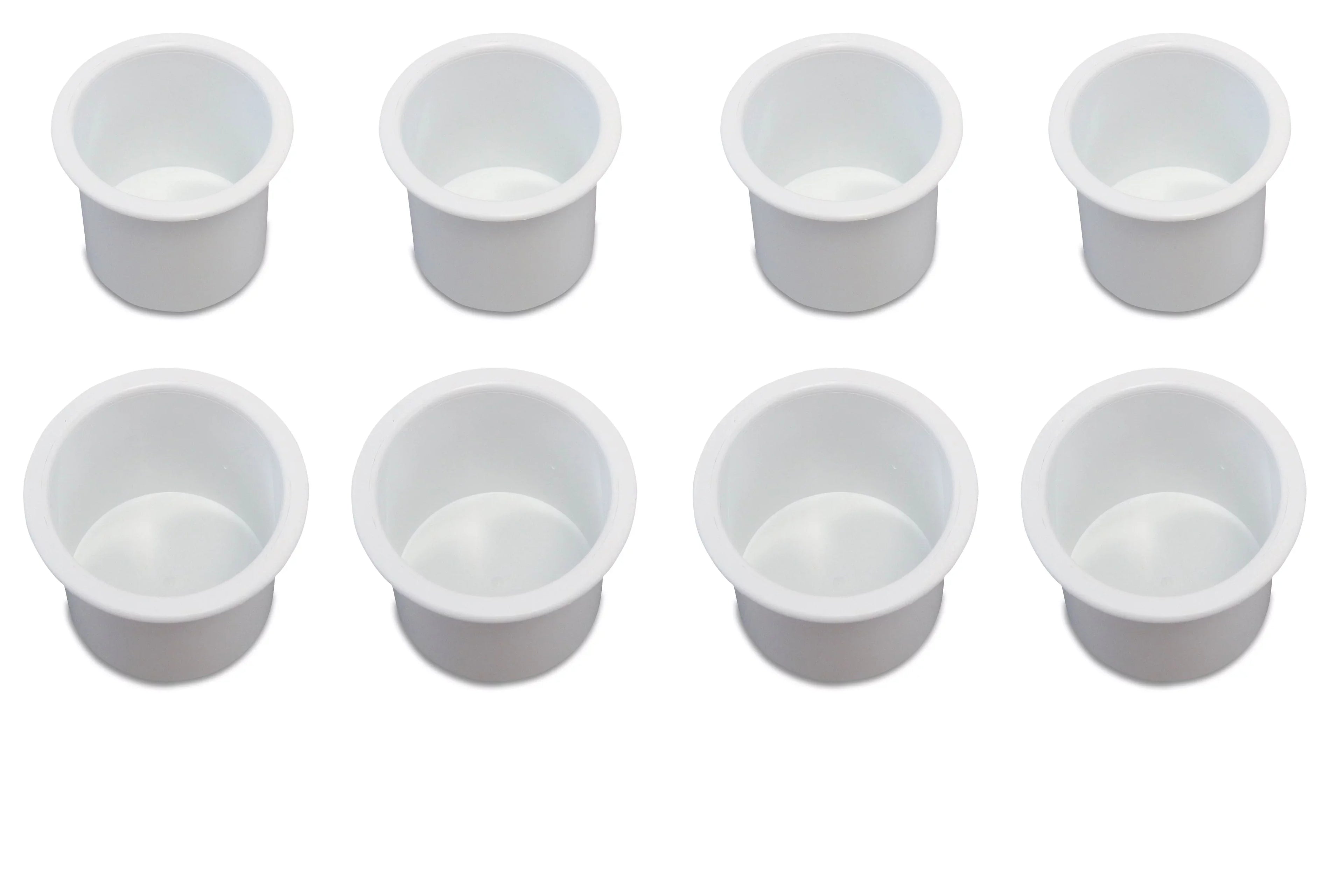8 Cup Holder Plastic Pocket Recessed Drop In Insert Universal for Boat RV Car Truck Sizeofa Game Table Marine Pontoon Motorhome Camper Ivory