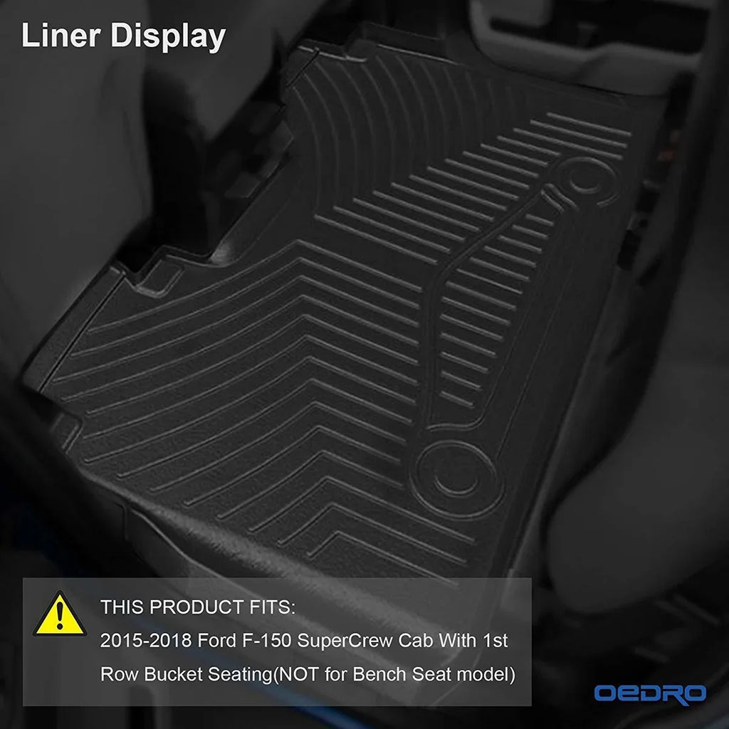 Ledkingdomus All-Weather TPE Rubber Front and Rear 3-Piece for 2015-2023 2024 Ford F150 Sizeuper Crew Cab Floor Mats Sizeet