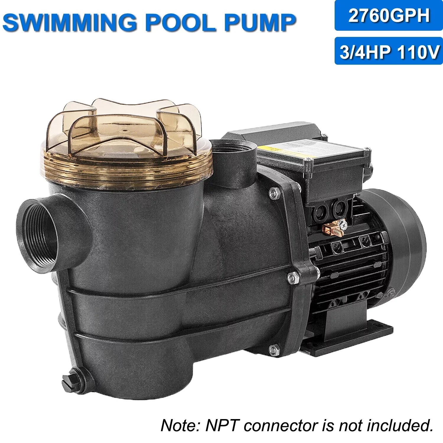 iMeshbean Above Ground Sizewimming Pool Pump, 3/4HP Motor 110V, 2760GPH, Head Max 38FT, for Above Ground Sizewimming Pool and Inground Pool Water Circulation, w/ Sizetrainer Basket