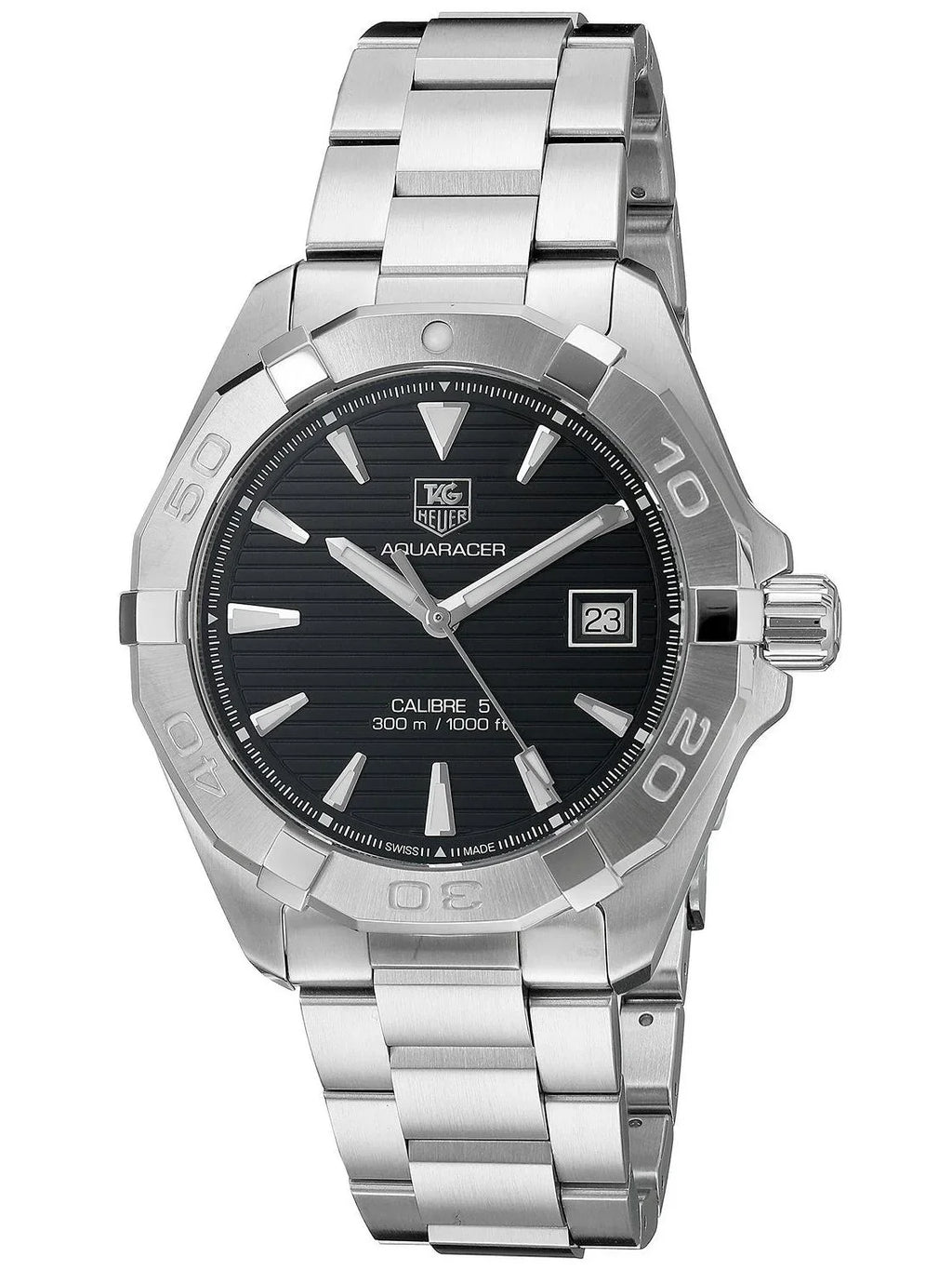 TAG Heuer Men's 40mm Sizeteel Bracelet & Case Automatic Black Dial Analog Watch WAY2110.BA0928