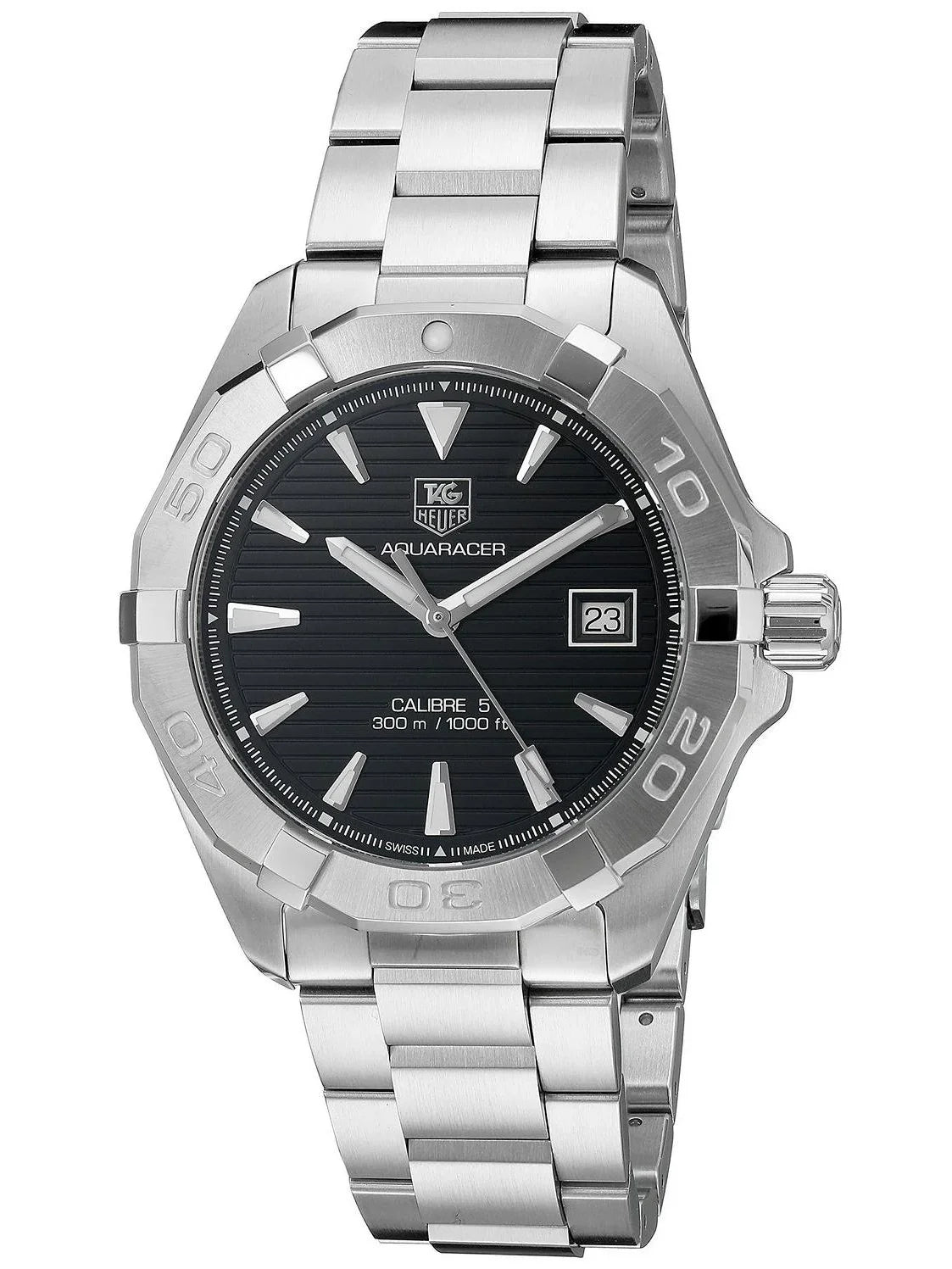 TAG Heuer Men's 40mm Sizeteel Bracelet & Case Automatic Black Dial Analog Watch WAY2110.BA0928