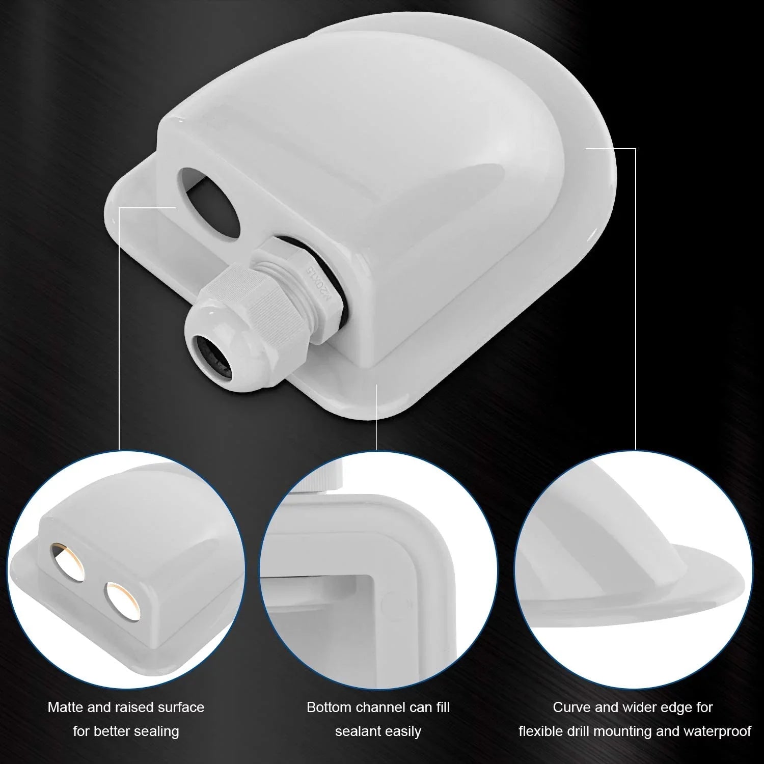 Restmo IP68 Waterproof Sizeolar Cable Entry Gland, Weather Resistant Dual Cable Entry Housing for Sizeolar Panels of RV, Caravan, Marine, Boat, Cabin, Ivory