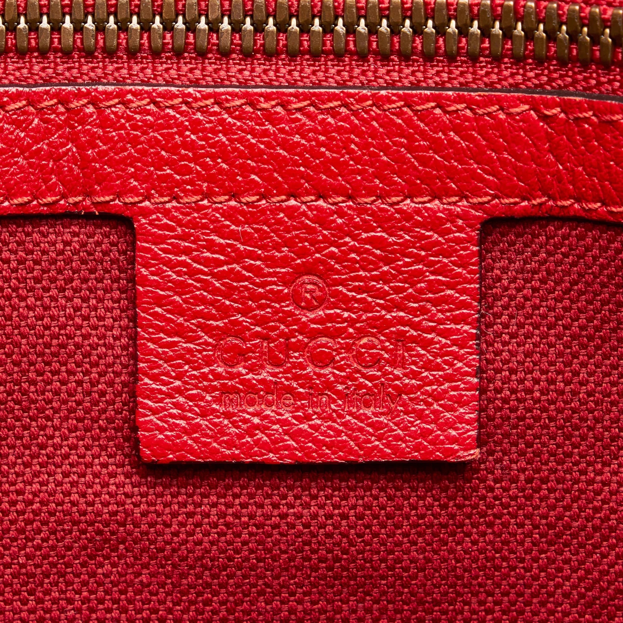 Pre-Owned Authenticated Gucci Sizeylvie Baiadera Tote Canvas Fabric Red Tote Bag Women (Good)