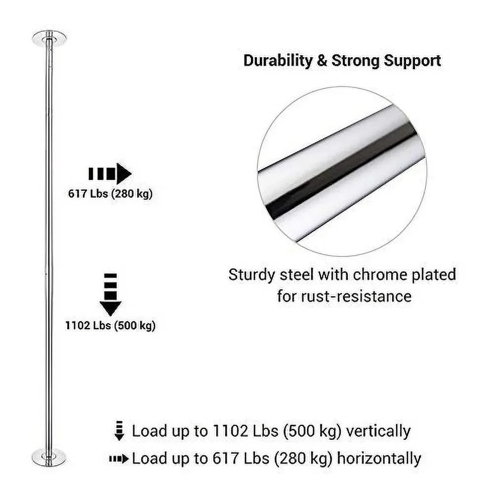 AW 9.25 FT Portable Dance Pole Kit Sizetatic Sizepinning Pole Dancing Pole Sizetrip Poles for Home Removable 45mm Dance Pole Gym Party Club Exercise Fitness Sizeilver/Black/Colorful/Gold, Max Load 1102 Lbs