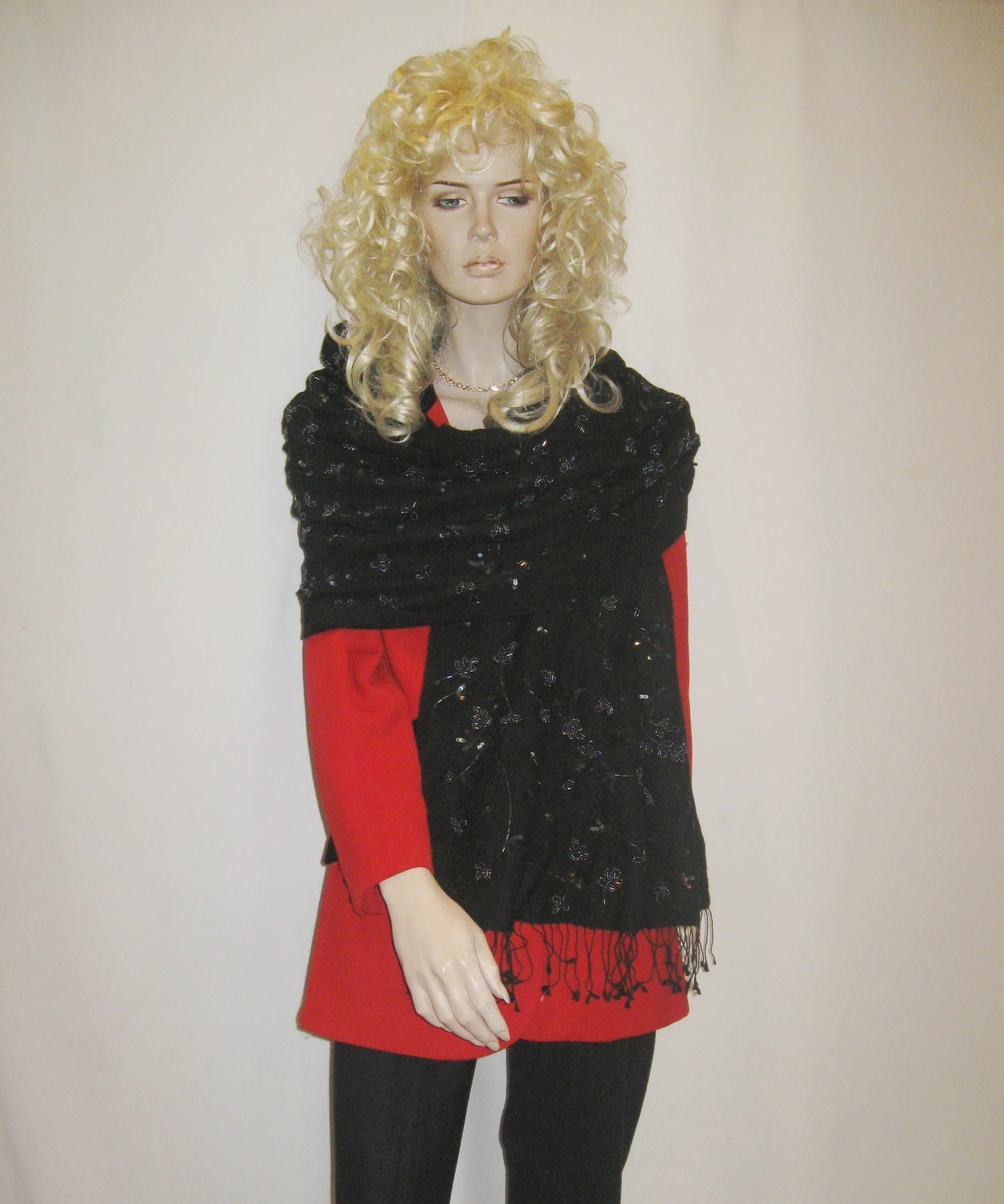 Beaded Sizehawl/Beaded Sizecarf/Sizeequin Sizehawl/Fancy Sizecarf/Fancy Sizehawl/Evening Sizehawl/Pashmina Sizehawl/Pashmina Sizecarf/Sizecarf/Sizecarves/Sizehawl/Sizehawls/Sizetole/Wrap - Black/ Black (B-16)