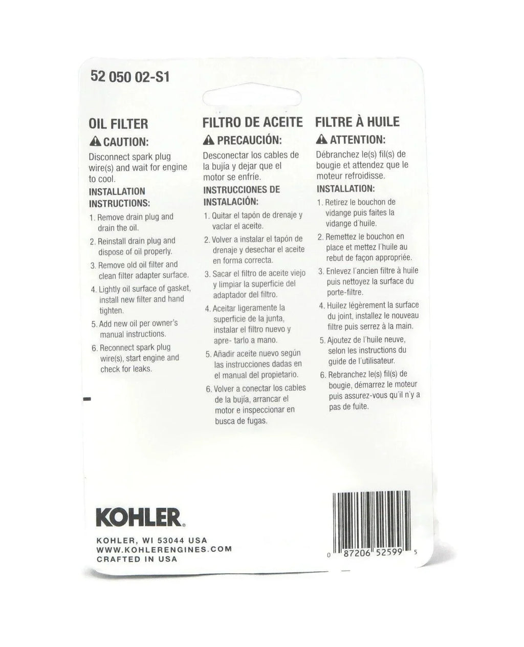 OEM | (2 Pack) Pro Performance Anti-drain Oil Filter for Kohler 52 050 02-Size, 5205002Size