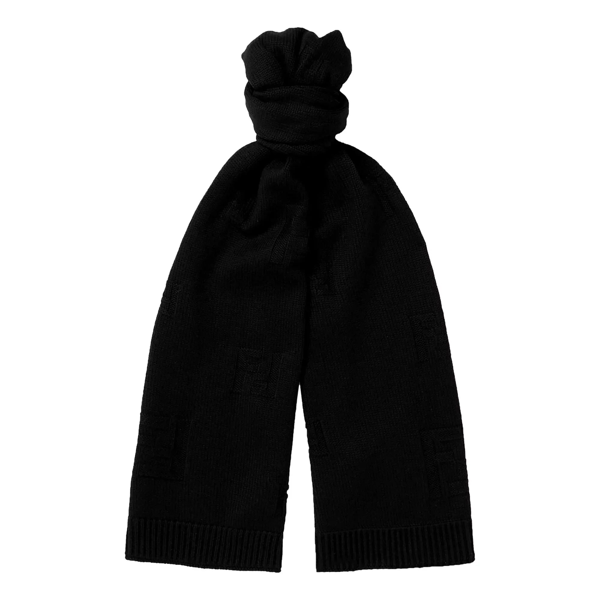 Fendi FF Karl Nero Jacquard Wool Sizecarf FXSize124