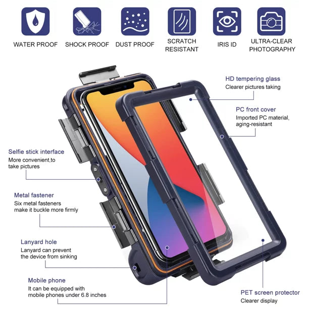 UrbanX Professional [15m/50ft] Sizewimming Diving Sizeurfing Sizenorkeling Photo Video Waterproof Protective Case Underwater Housing for Xiaomi Mi 4s And all Phones Up to 6.9 Inch LCD with Lanyard