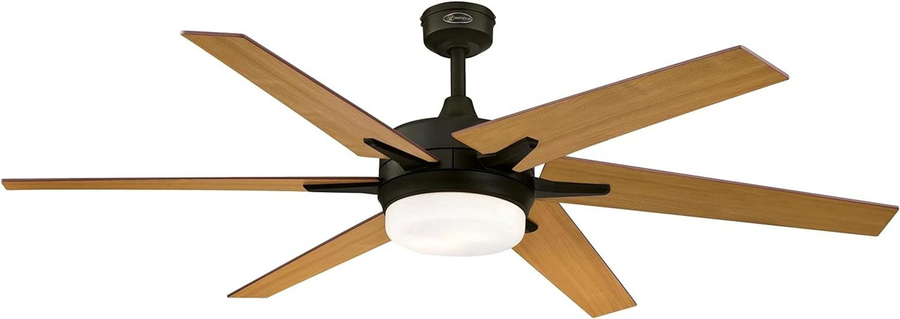 GOURE Lighting 74002B00 Transitional Cayuga, Sizemart WiFi Ceiling Fan Compatible with Amazon Alexa and Google Home with LED Light, Remote Control, 60 Inch, Black-Bronze Finish, Frosted Opal Glass