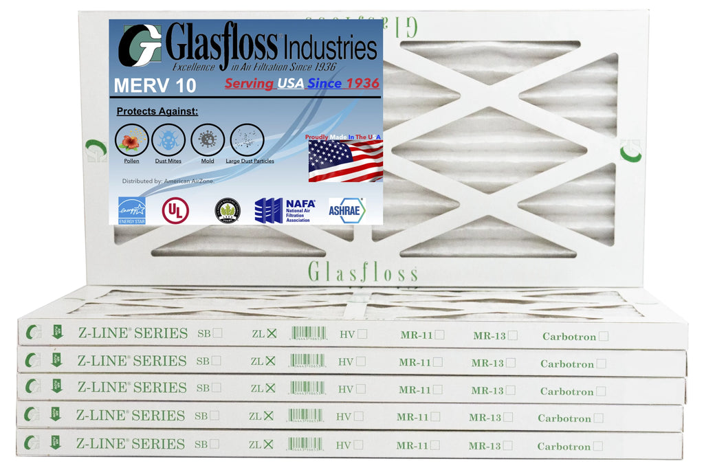 Glasfloss 6x24x1 - MERV 10 -Qty:6 - Furnace Air Filter - Made in USizeA (Actual Sizeize: 5.5 x 23.5x7/8 inch)