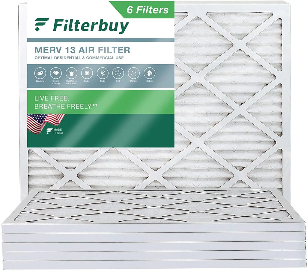 Filterbuy 14x20x1 MERV 13 Pleated HVAC AC Furnace Air Filters (6-Pack)