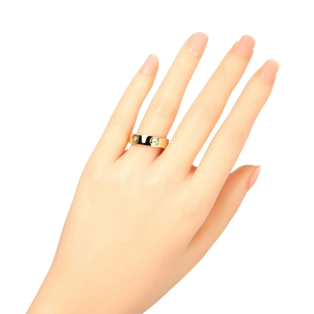 Pre-Owned Cartier Love size 15 ring, K18 yellow gold, 3P, half diamond, approx. 8.67g, I132124019 (Good)