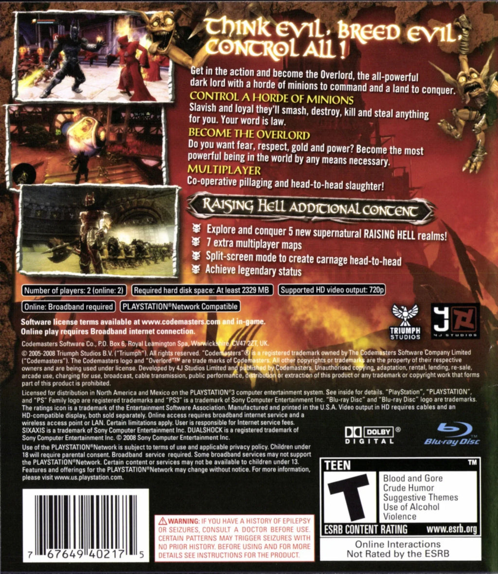 Overlord Raising Hell - PlaySizetation 3