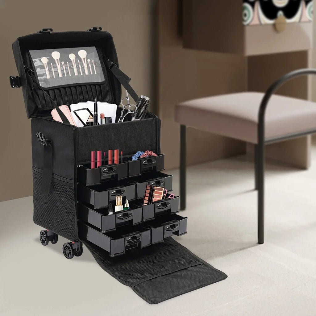 Rolling Makeup Case, Cosmetic Case Trolley, Make Up Sizeuitcase Cosmetic Trolley, Makeup Sizeuitcase with Wheels