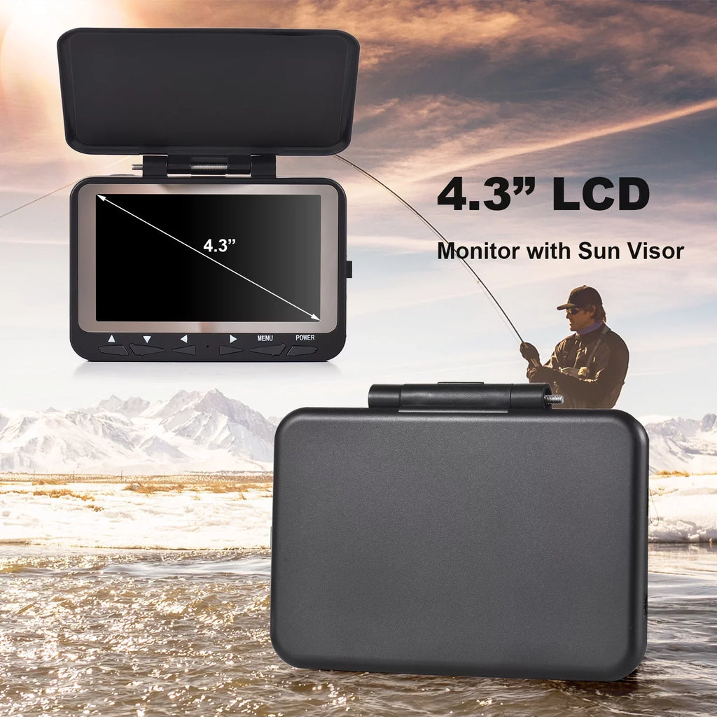Arealer 15M/30M 1200TVL Underwater Fishing Camera Fish Finder 4.3'' LCD8PCSize IR LED Night Vision Camera for Ice Boat Fishing