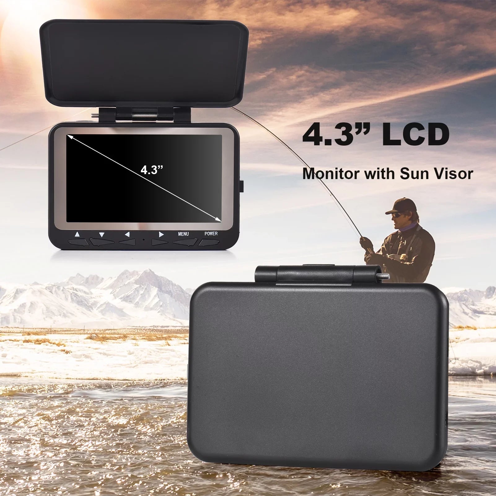 Arealer 15M/30M 1200TVL Underwater Fishing Camera Fish Finder 4.3'' LCD8PCSize IR LED Night Vision Camera for Ice Boat Fishing