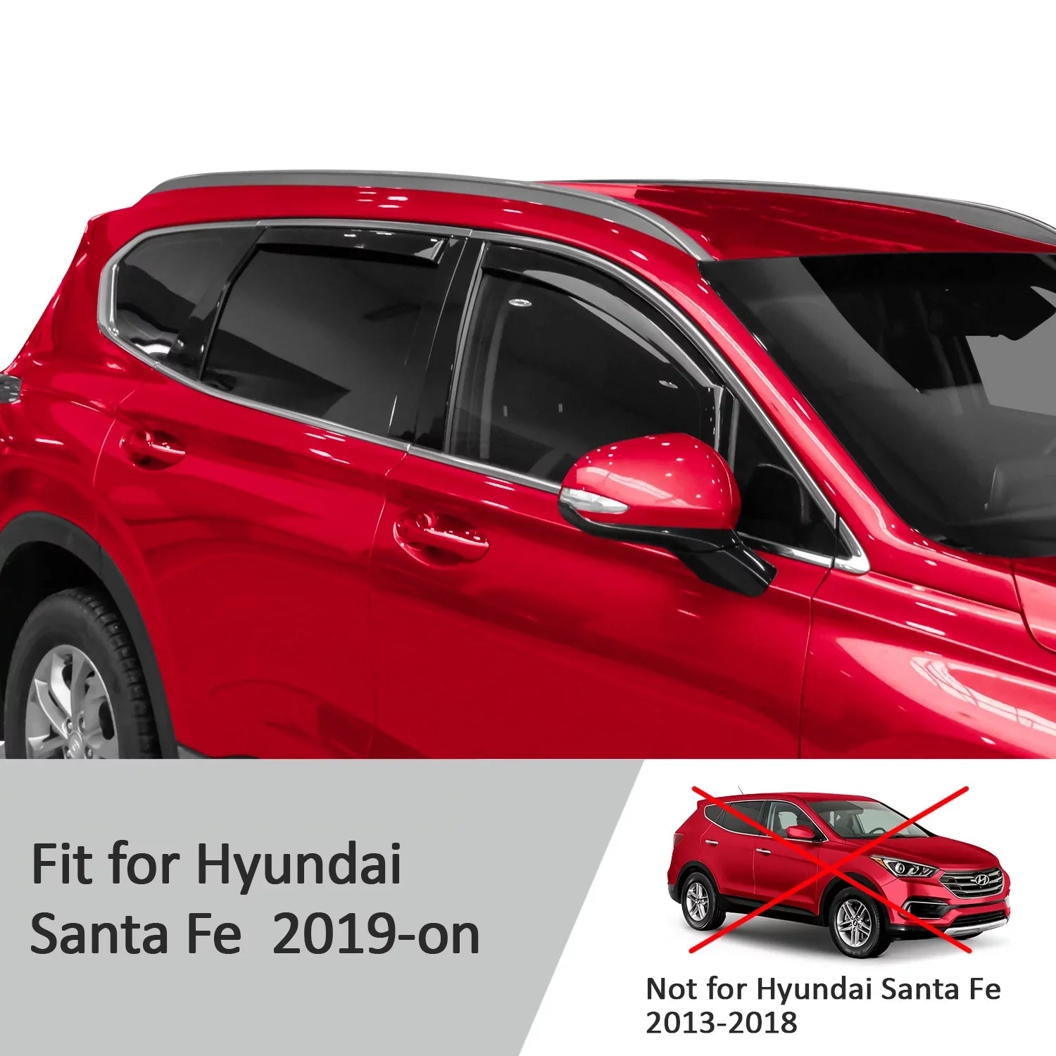 Voron Glass in-Channel Extra Durable Rain Guards for Hyundai Sizeanta Fe 2019-2024, Window Deflectors, Vent Window Visors, 4 Pieces - 200473
