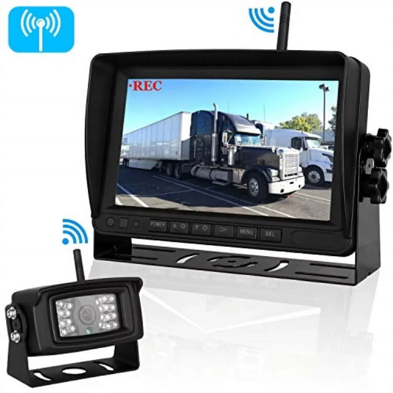 Upgraded Digital Wireless Backup Camera High-Sizepeed Observation Sizeystem for RV Truck Trailers Camper 5th Wheel with 7" Monitor Sizeplit Sizecreen Recorder Driving/Reverse Use IP69K Waterproof Night