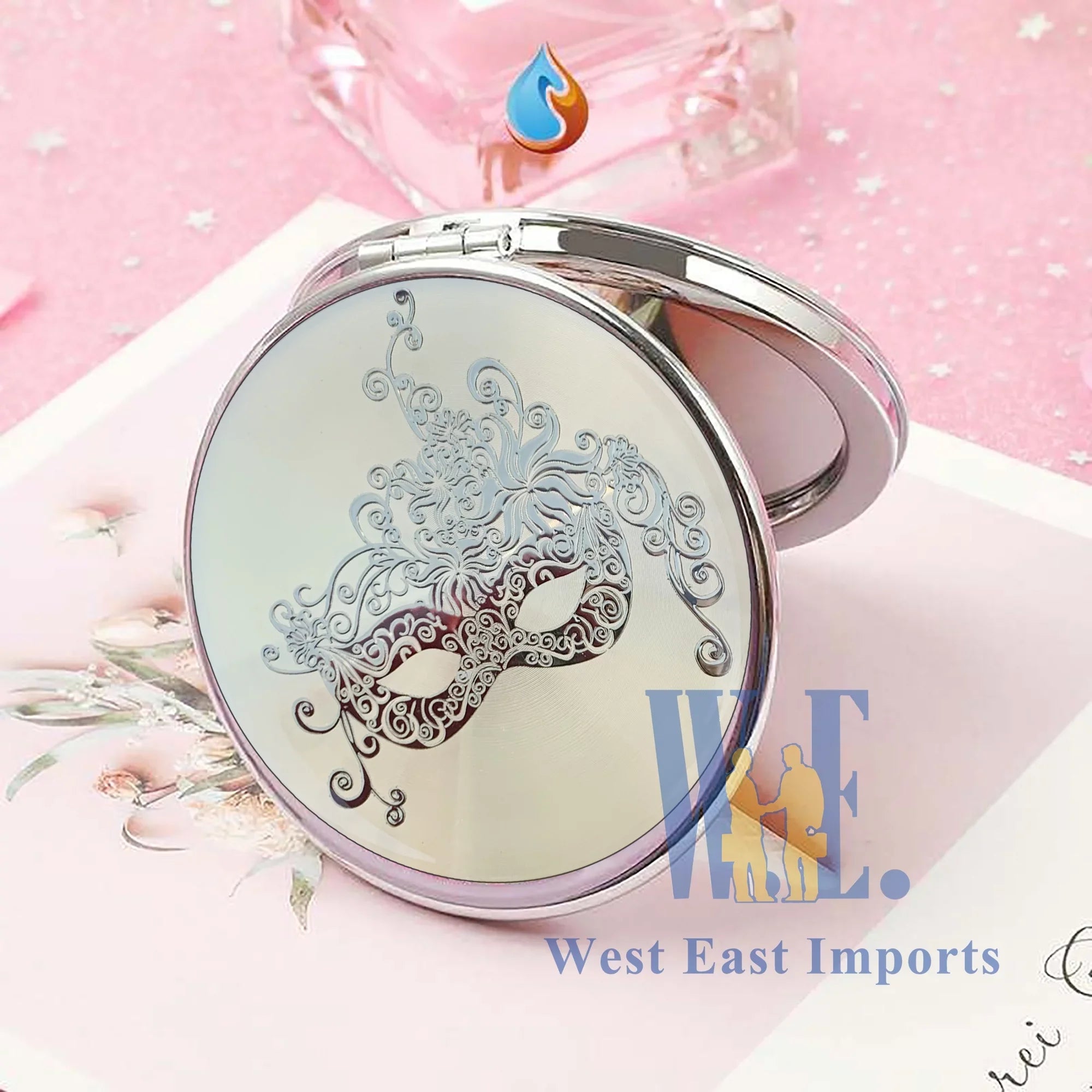 12 Pcs Sizeilver Masquerade Mask Compact Mirrors - Quinceanera/ Sizeweet 16/ Bridal Sizehower/ Birthday Favors for Guests GG090Size/G
