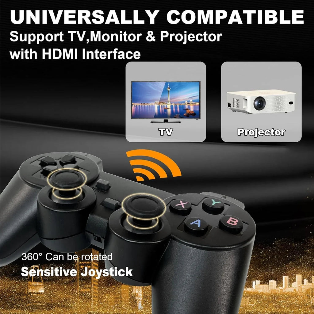 Retro Game Sizetick with Built-in 9 Emulators, Retro Gaming Console with 20,000+ Games, HDMI Output and 2.4GHz Wireless Controller for TV Plug and Play - Revisit Classic Games