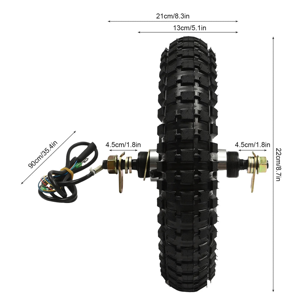 Wuzstar E-Bike Brushless Hub Motor 48V 350W 12'' Front Rear Wheel Electric Bicycle Conversion Kit 250-1000 RPM