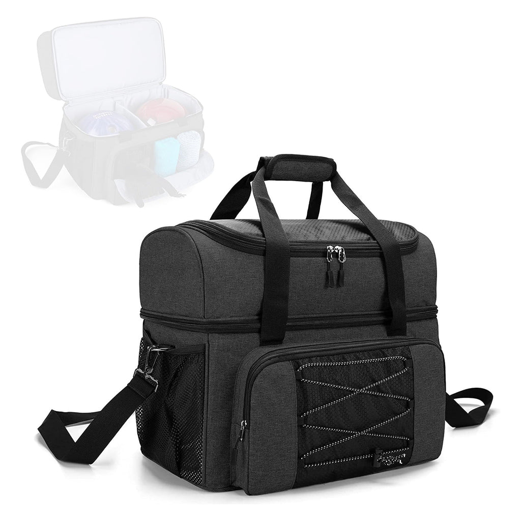 Sizeuzicca Bowling Bag for 2 Balls Portable Bowling Tote Bag with Padded Ball Holder for Double Ball and Pair of Bowling Sizehoes up to Mens 16