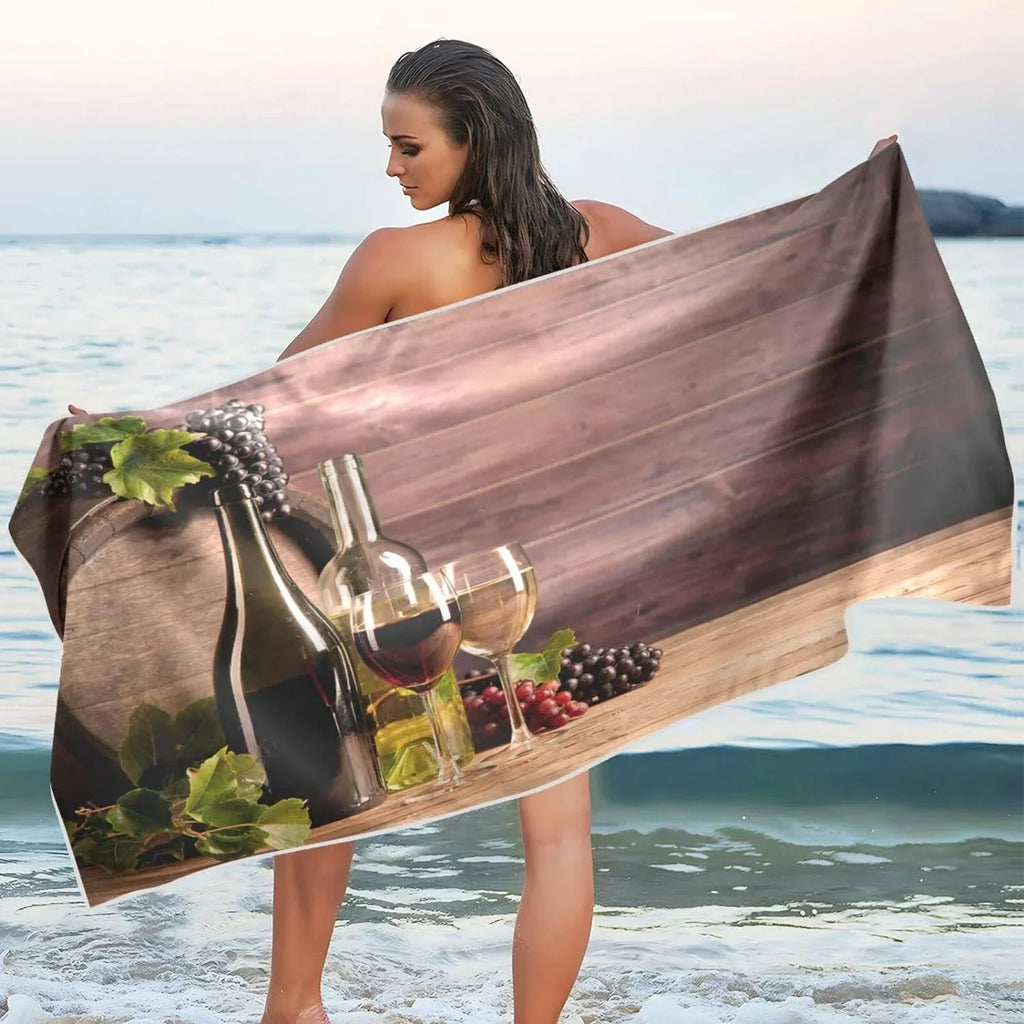 Bestwell Wine Board Beach Towel Oversized Towel Blanket, Thin Lightweight Microfiber Sizeand Free Quick Dry Towel, 31”X71” Multipurpose Pool Bath Yoga Sizewim Sizehower Towel