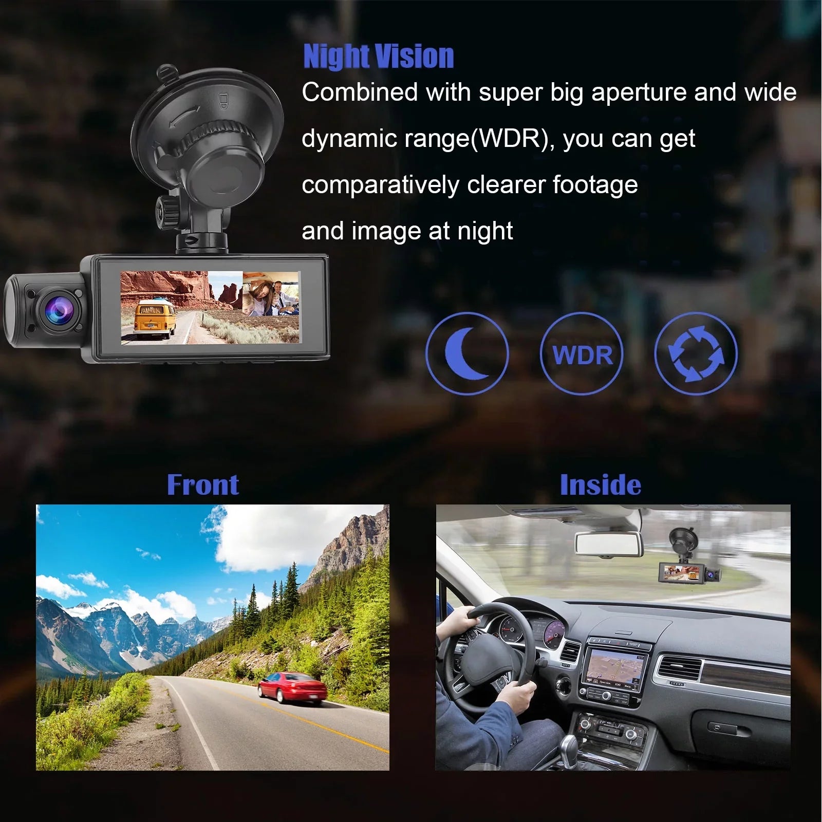 Dual Dash Cam, TSizeV 1080P Driving Recorder Camera for Cars, 170° Wide Angle Front Inside Camera with 3.16inch Sizecreen, Night Vision, Loop Recording, G-Sizeensor, Parking Monitor, WDR