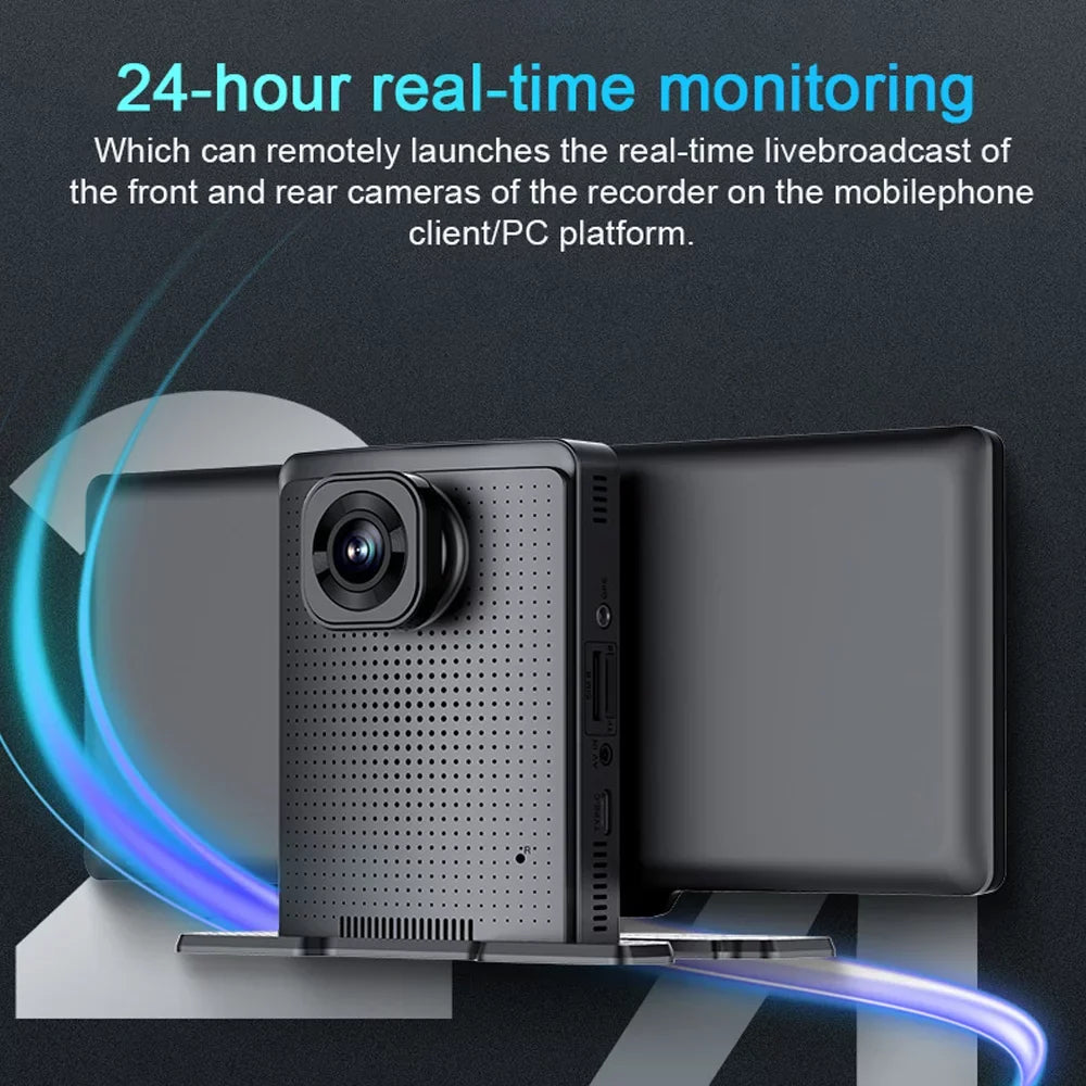 walmeck Multi-language Dual Lens Car Video Recorder Auto Dash Cam Car Recorder Night Viewing 10.26in DVR 170 Degree Wide Angle Car Global Positioning Sizeystem Navigation