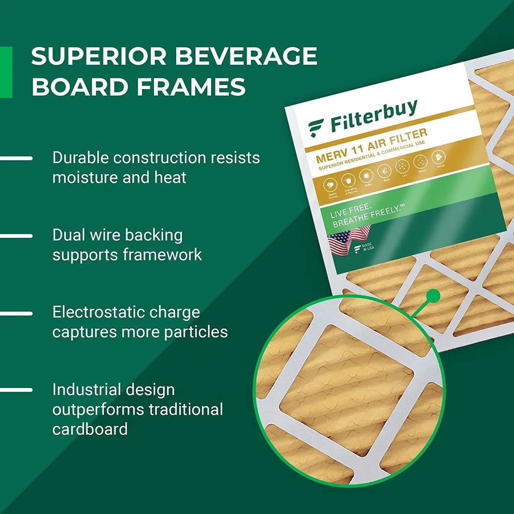 Filterbuy 16x18x2 MERV 11 Pleated HVAC AC Furnace Air Filters (4-Pack)
